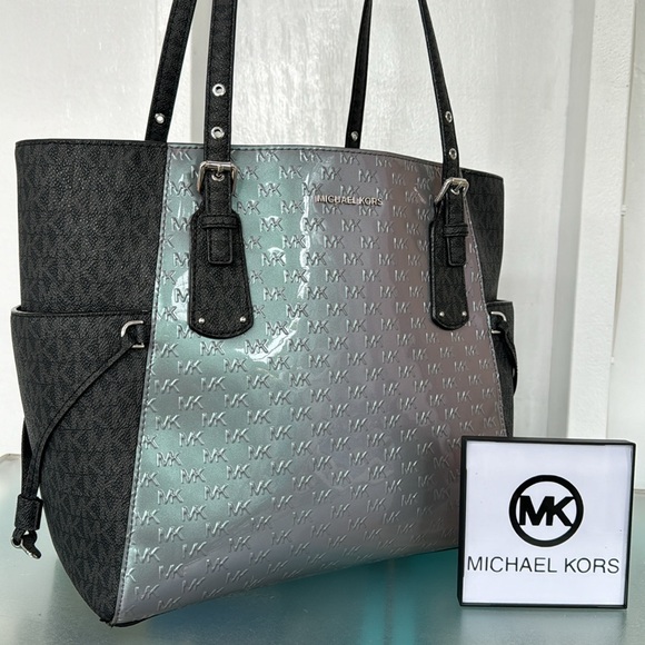 Michael Kors Handbags - Michael Kors Iridescent Embossed Voyager Travel Bag Rare EUC